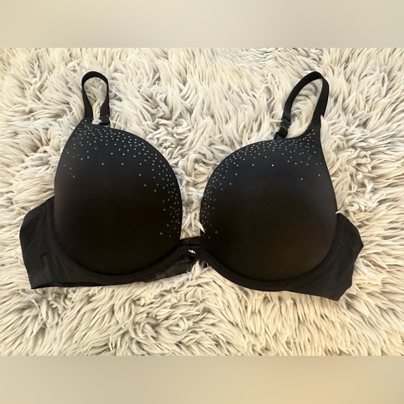Victoria’s Secret Push Up Bra 38C Black Diamonds - Picture 1 of 7